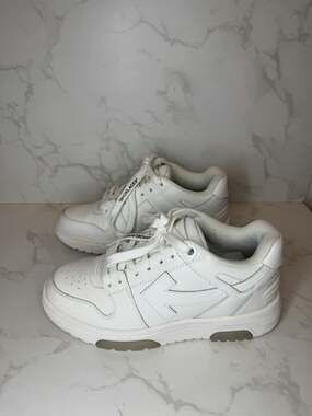 Off-White White Leather Low Top Sneakers with Tag Size 35
